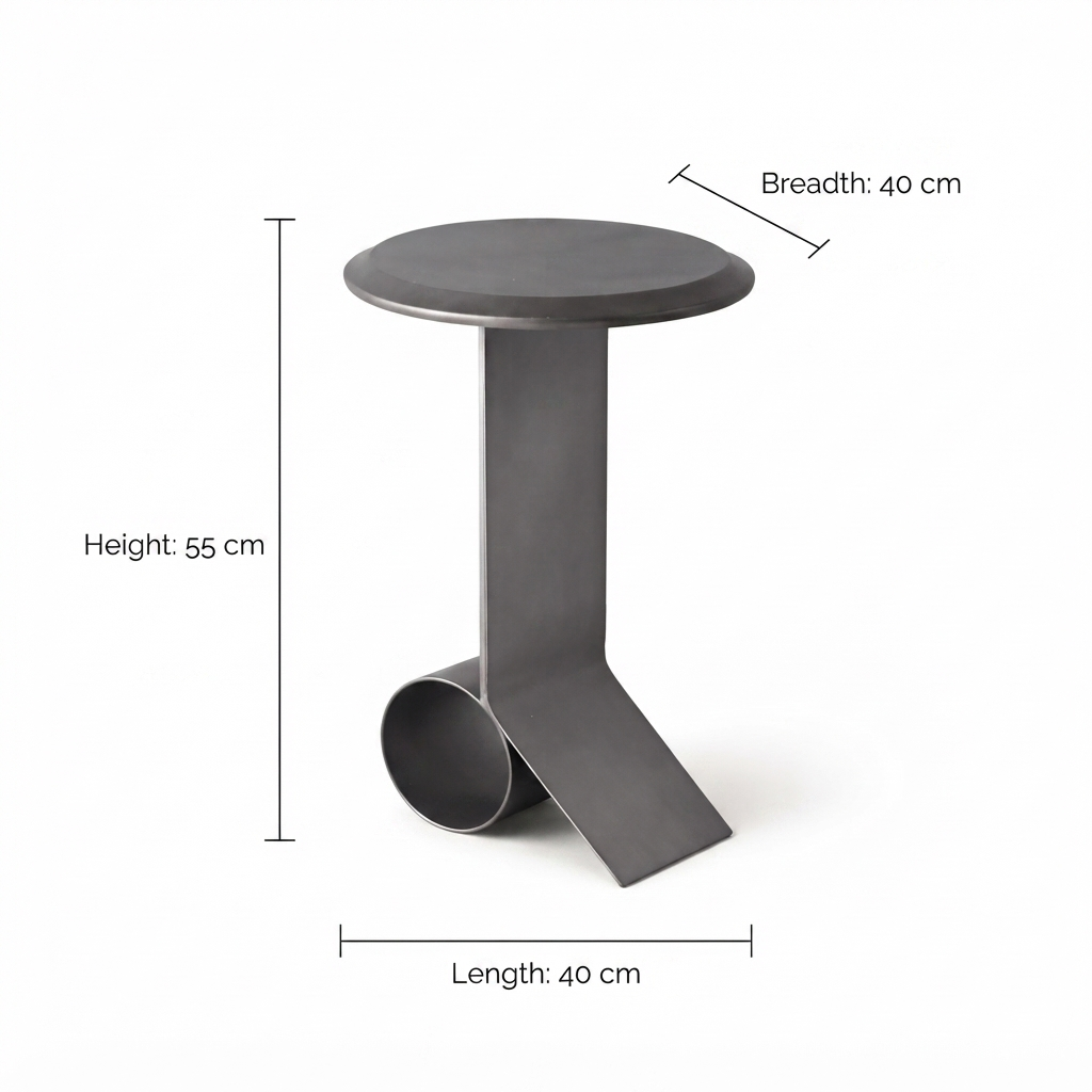 Solree Iron Side Table – Black Powder Coated Modern Accent (55 cm)