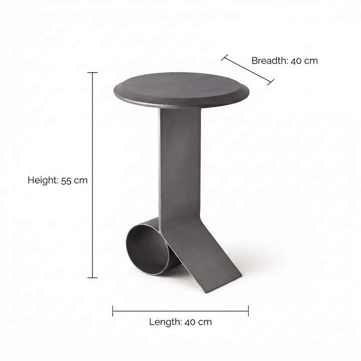 Solree Iron Side Table – Black Powder Coated Modern Accent (55 cm)