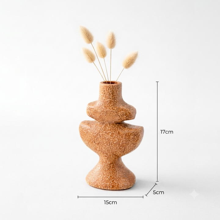 Brown Textured Aluminium Candle Holder – Sculptural Design