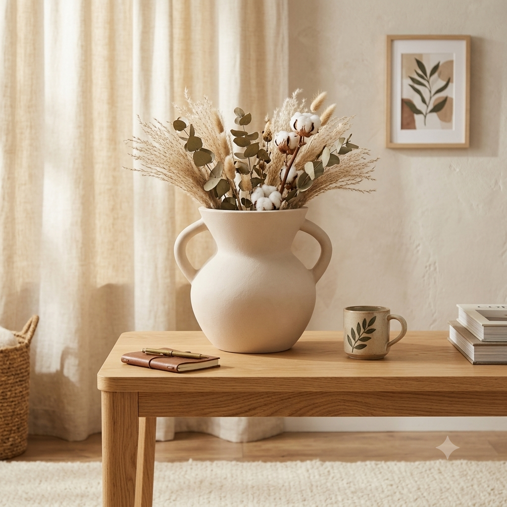 Helena Twin-Handle Terracotta Vase – Classic Mediterranean Décor Design in White
