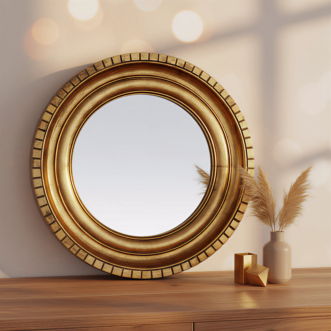 Luxury Gold Wall Mirror – Handcrafted Gold Foil Frame for Stylish Home