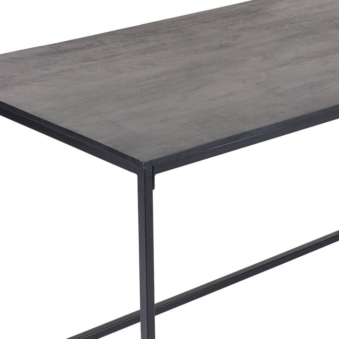 Gray concrete table with black metal legs