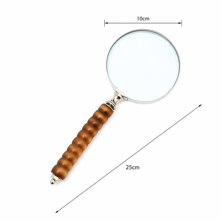 Elegant Resin Handle Magnifying Glass with Steel Frame | Brown