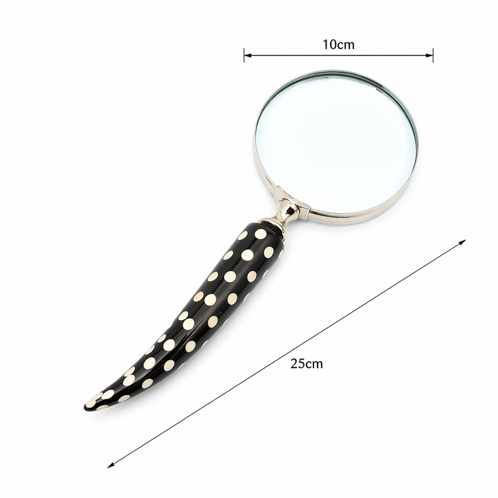 Dotted Resin Handle Magnifying Glass with Steel Frame | Black