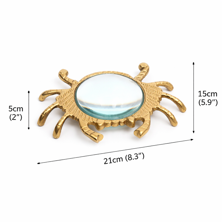 Crab Chart Magnifying Glass Gold Finish Aluminum Desk Décor