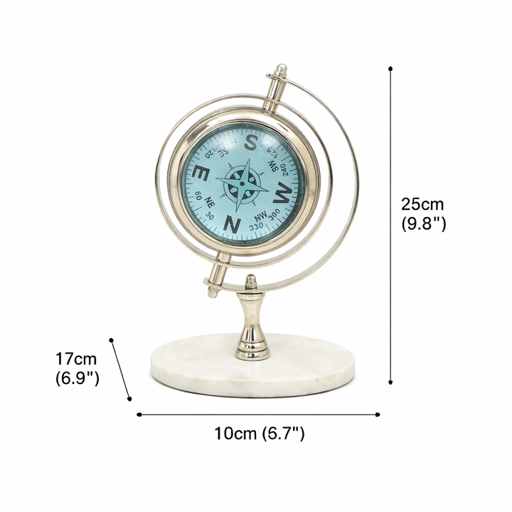 Vintage Marble Base World Globe Desk Clock | Luxury Table Accent