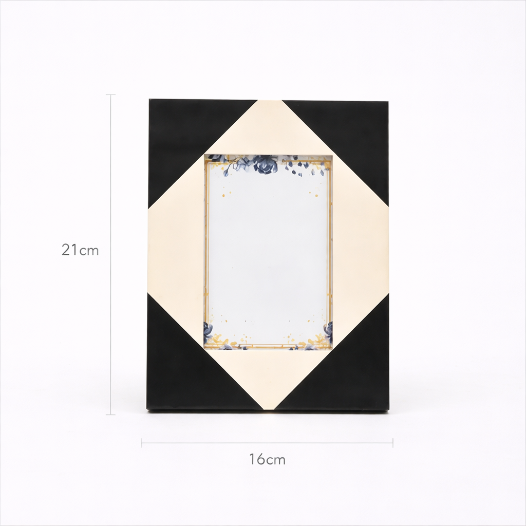 Contemporary Geometric Resin Photo Frame | Black & White