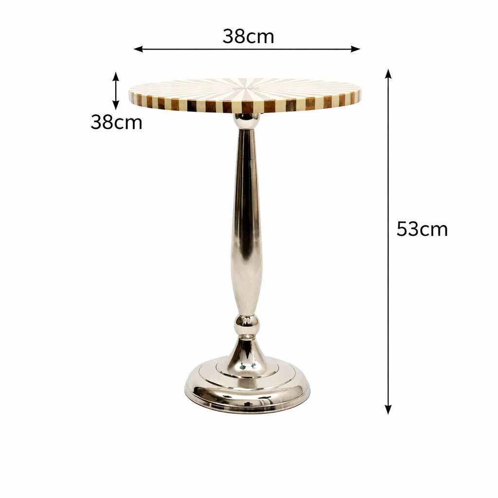 Sunburst Resin Accent Table with Nickel Polished Aluminum Base