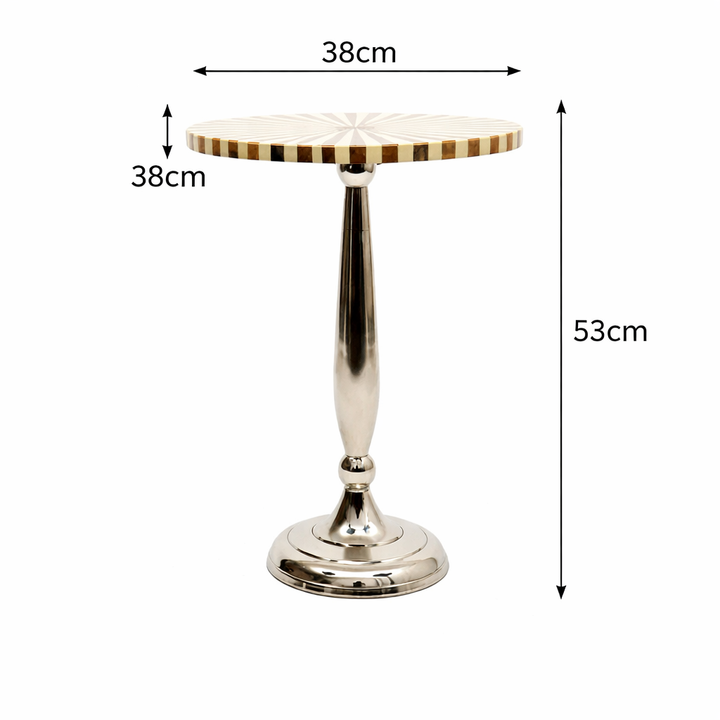 Sunburst Resin Accent Table with Nickel Polished Aluminum Base