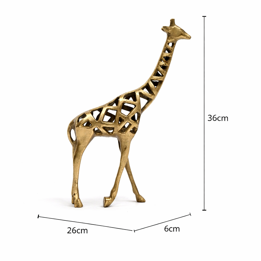 Modern Giraffe Sculpture | Handcrafted Aluminum Home Décor | Gold