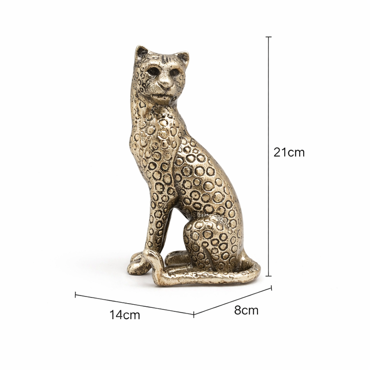 Regal Cheetah Figurine | Handcrafted Aluminum Home Décor |Gold