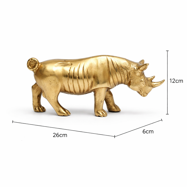 Luxury  Rhinoceros Figurine |Handcrafted Aluminum Home Décor | Gold