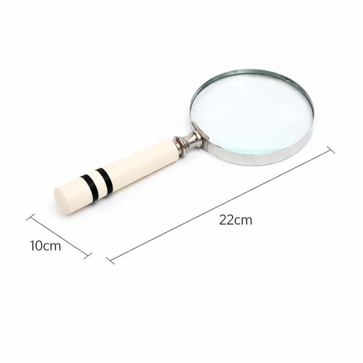 Elegant Cream & Black Resin Handle Magnifying Glass | Black