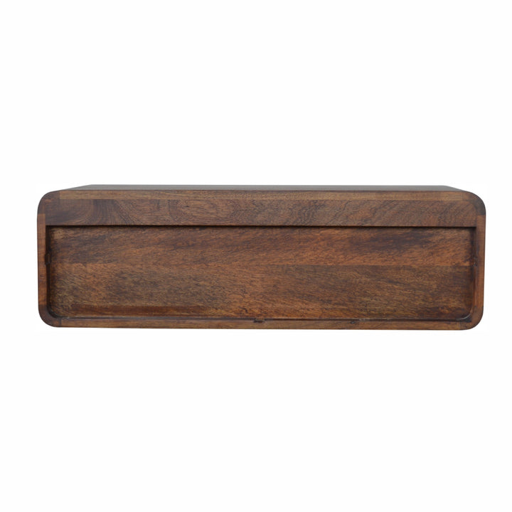 Solid Mango Wood Open Floating Wall Console Shelf | Chestnut Finish | 80 x 32 x 25 cm