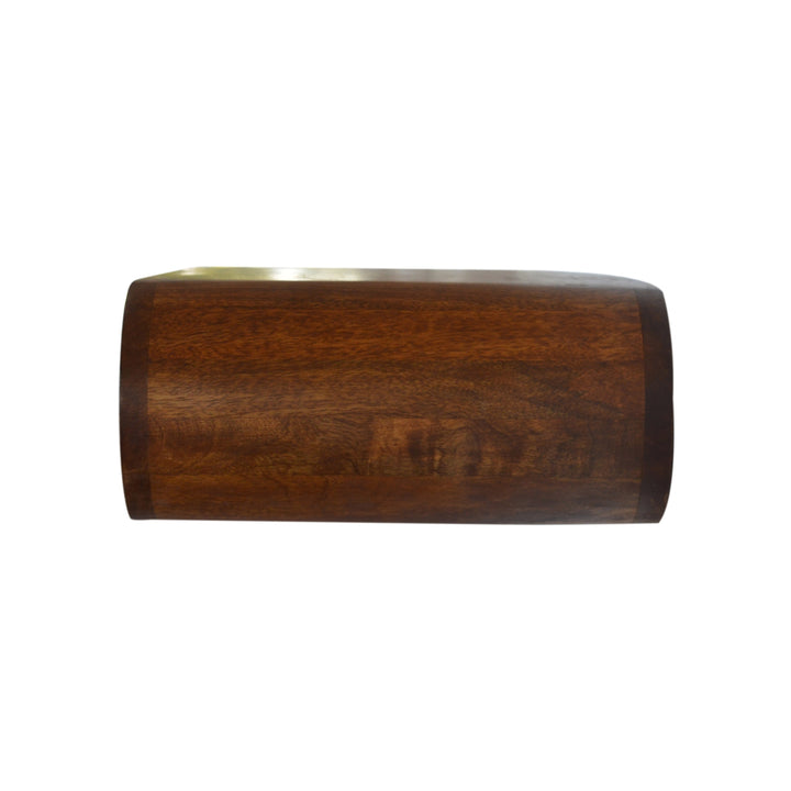 Chocolate Brown Lacquered Solid Mango Wood Round Wall-Mounted Mini Bedside with 2 Drawers