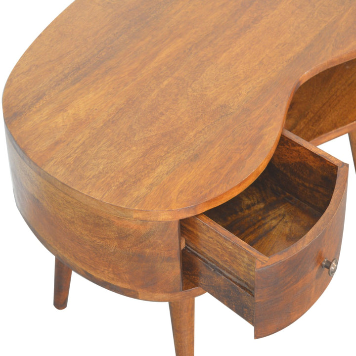 Chocolate Brown Lacquered Solid Mango Wood Wave Coffee Table in Chestnut