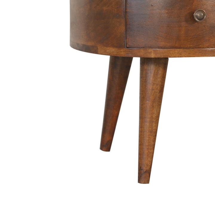 Chocolate Brown Lacquered Solid Mango Wood Wave Coffee Table in Chestnut