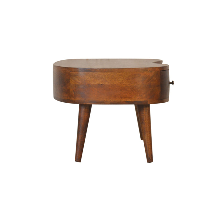 Chocolate Brown Lacquered Solid Mango Wood Wave Coffee Table in Chestnut