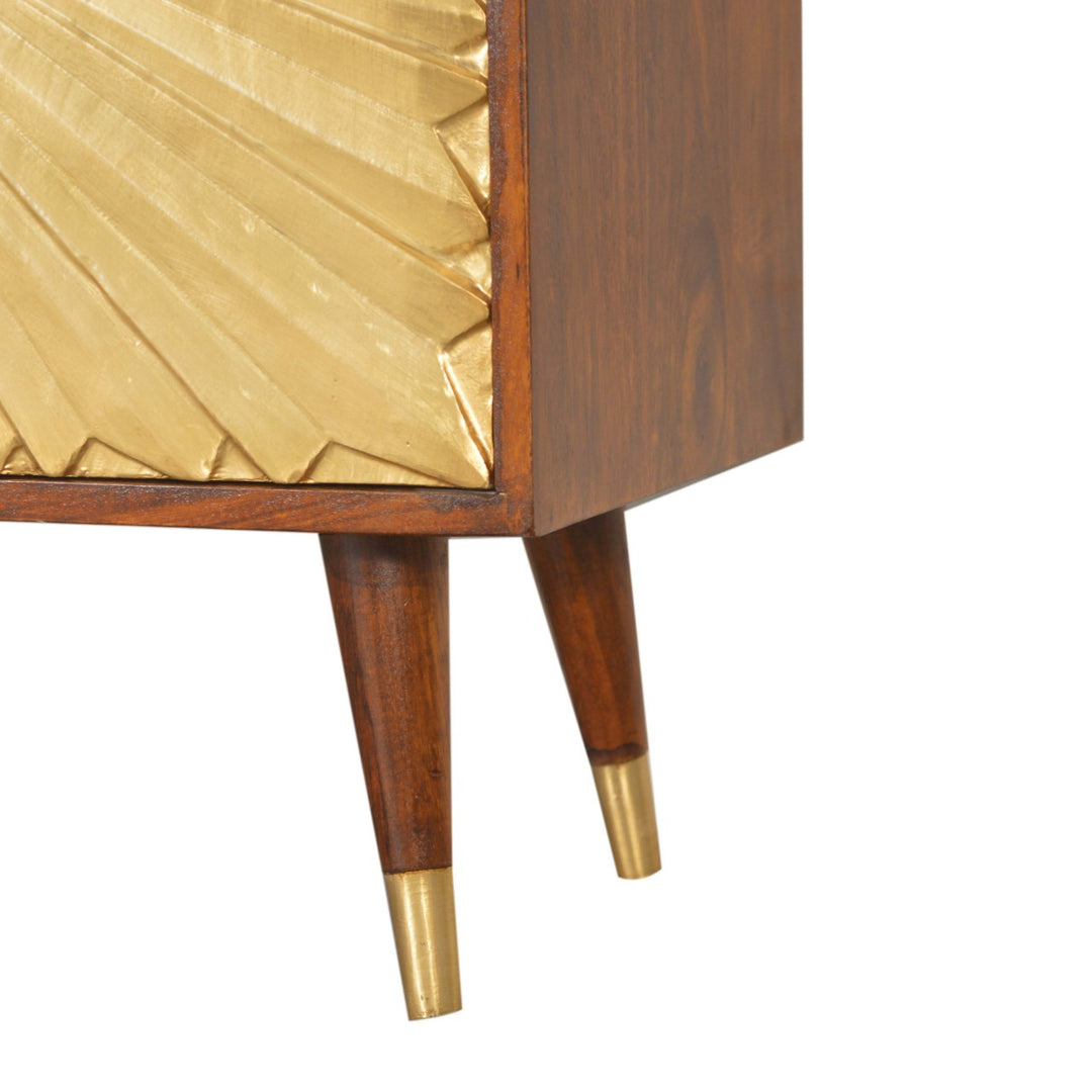 Golden Brown Lacquered Solid Mango Wood Manila Gold Cabinet with 2 Interior Shelves