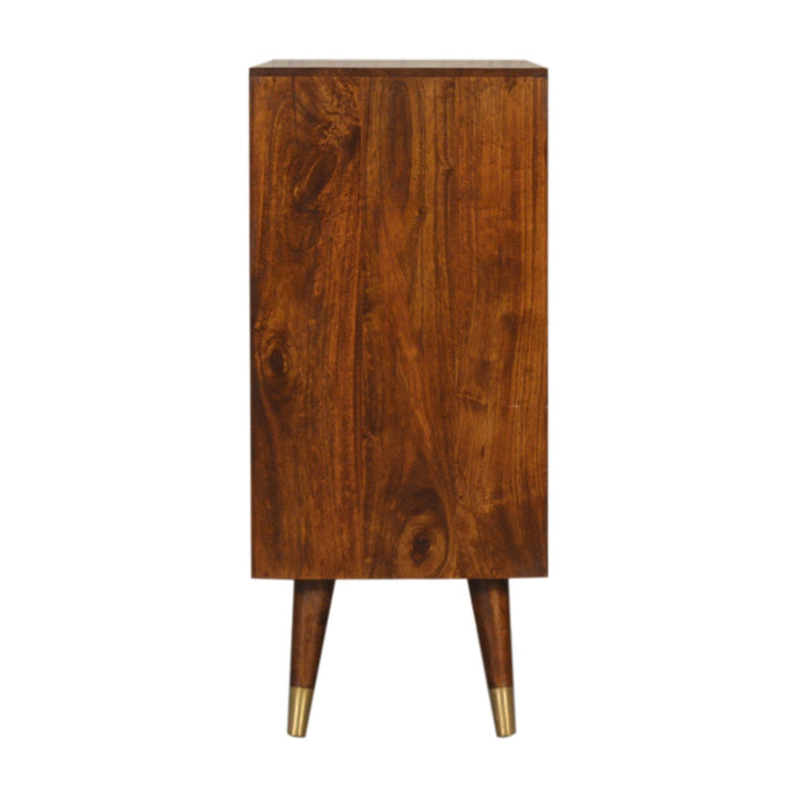 Golden Brown Lacquered Solid Mango Wood Manila Gold Cabinet with 2 Interior Shelves