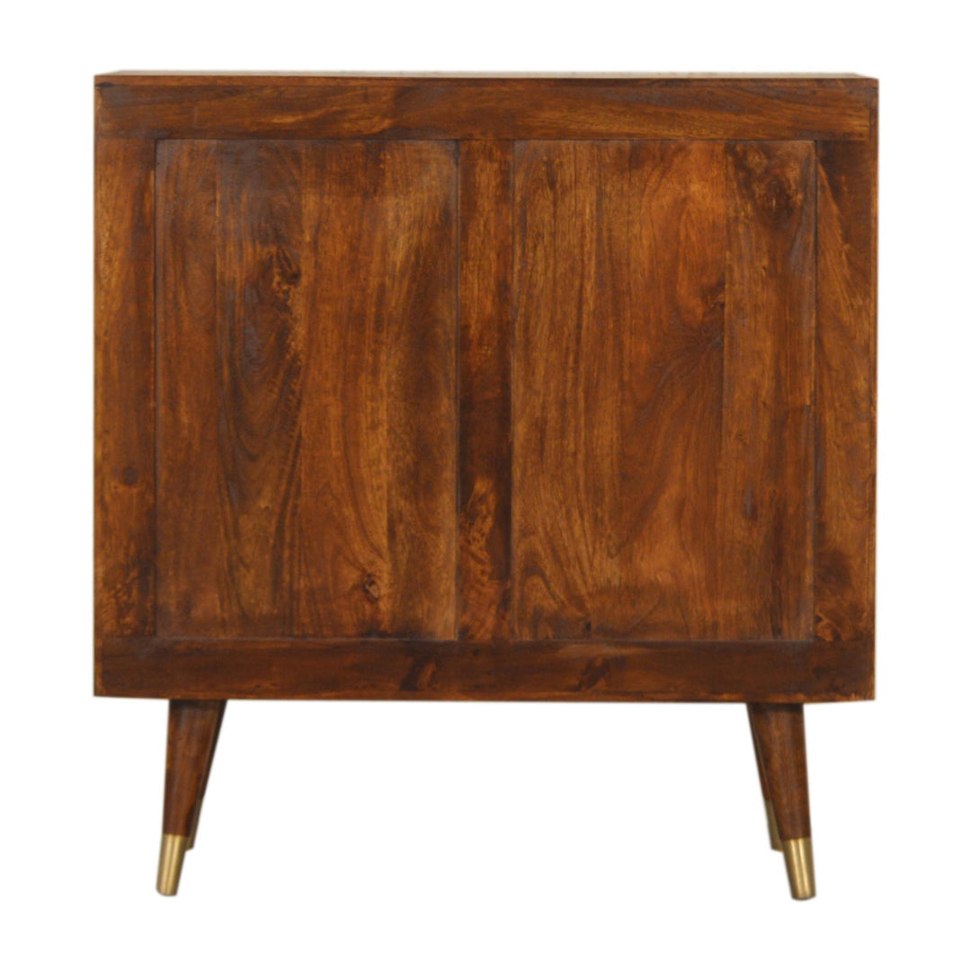 Golden Brown Lacquered Solid Mango Wood Manila Gold Cabinet with 2 Interior Shelves