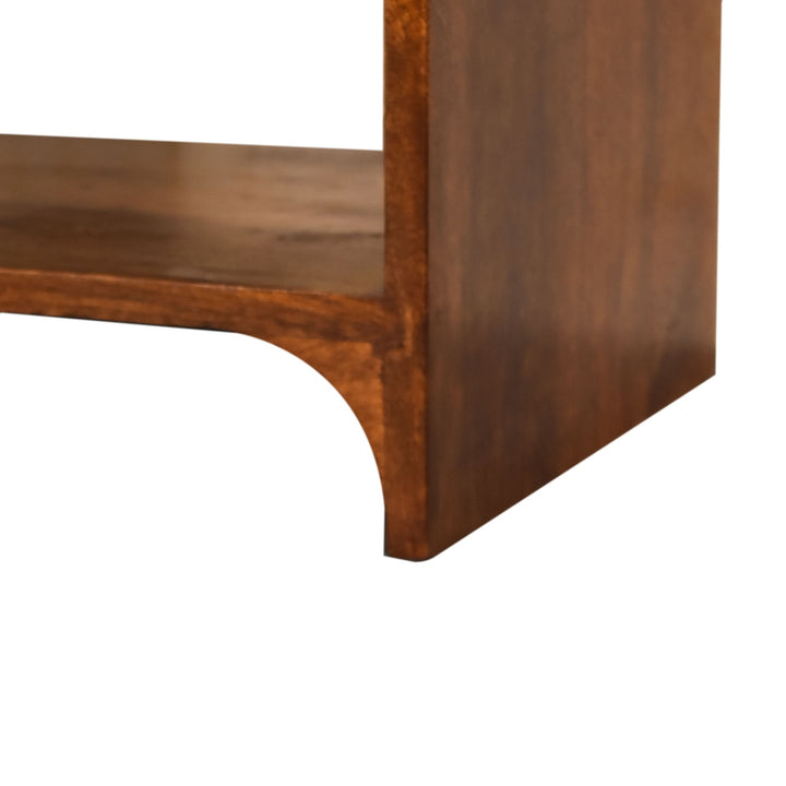 Brown Lacquered Chestnut Solid Mango Wood Newton Bedside Table with Spacious Drawer & Brass Knob