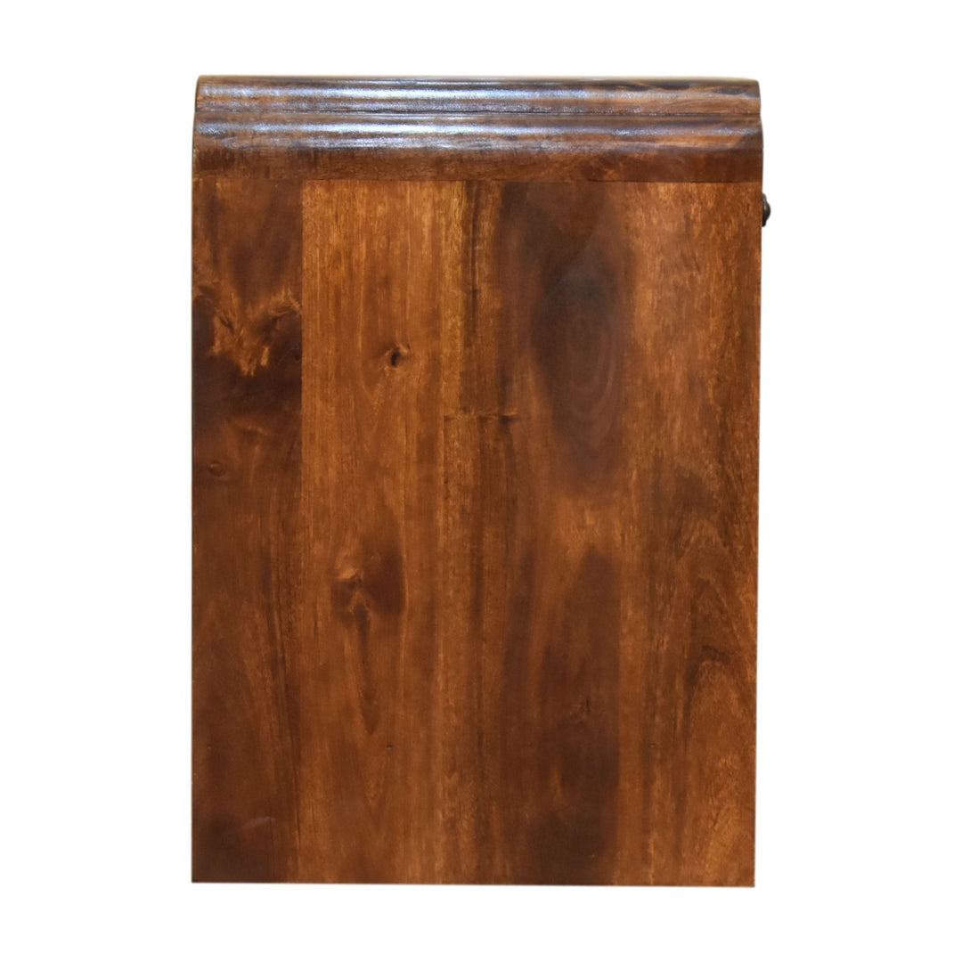 Brown Lacquered Chestnut Solid Mango Wood Newton Bedside Table with Spacious Drawer & Brass Knob