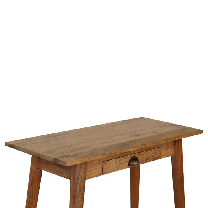 Beige Oak Veneer Solid Mango Wood Nordic Mini Writing Desk with 2 Drawers & Oak Stain