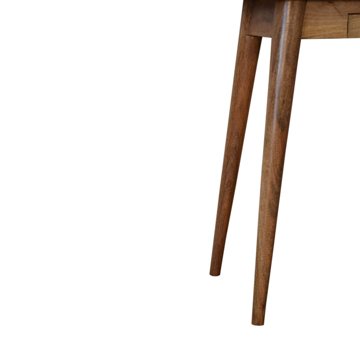 Beige Oak Veneer Solid Mango Wood Nordic Mini Writing Desk with 2 Drawers & Oak Stain