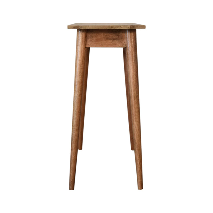 Beige Oak Veneer Solid Mango Wood Nordic Mini Writing Desk with 2 Drawers & Oak Stain