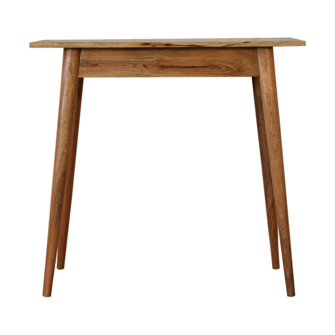 Beige Oak Veneer Solid Mango Wood Nordic Mini Writing Desk with 2 Drawers & Oak Stain