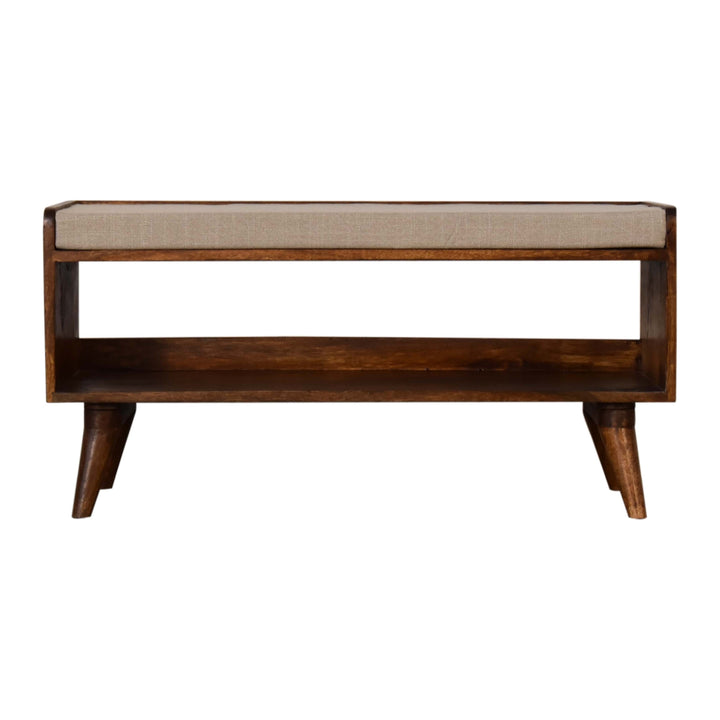 Brown Lacquered Acid Wash Solid Mango Wood 3-Drawer Nightstand Shoe Storage Bench