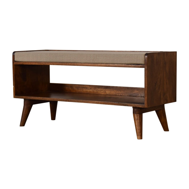 Brown Lacquered Acid Wash Solid Mango Wood 3-Drawer Nightstand Shoe Storage Bench