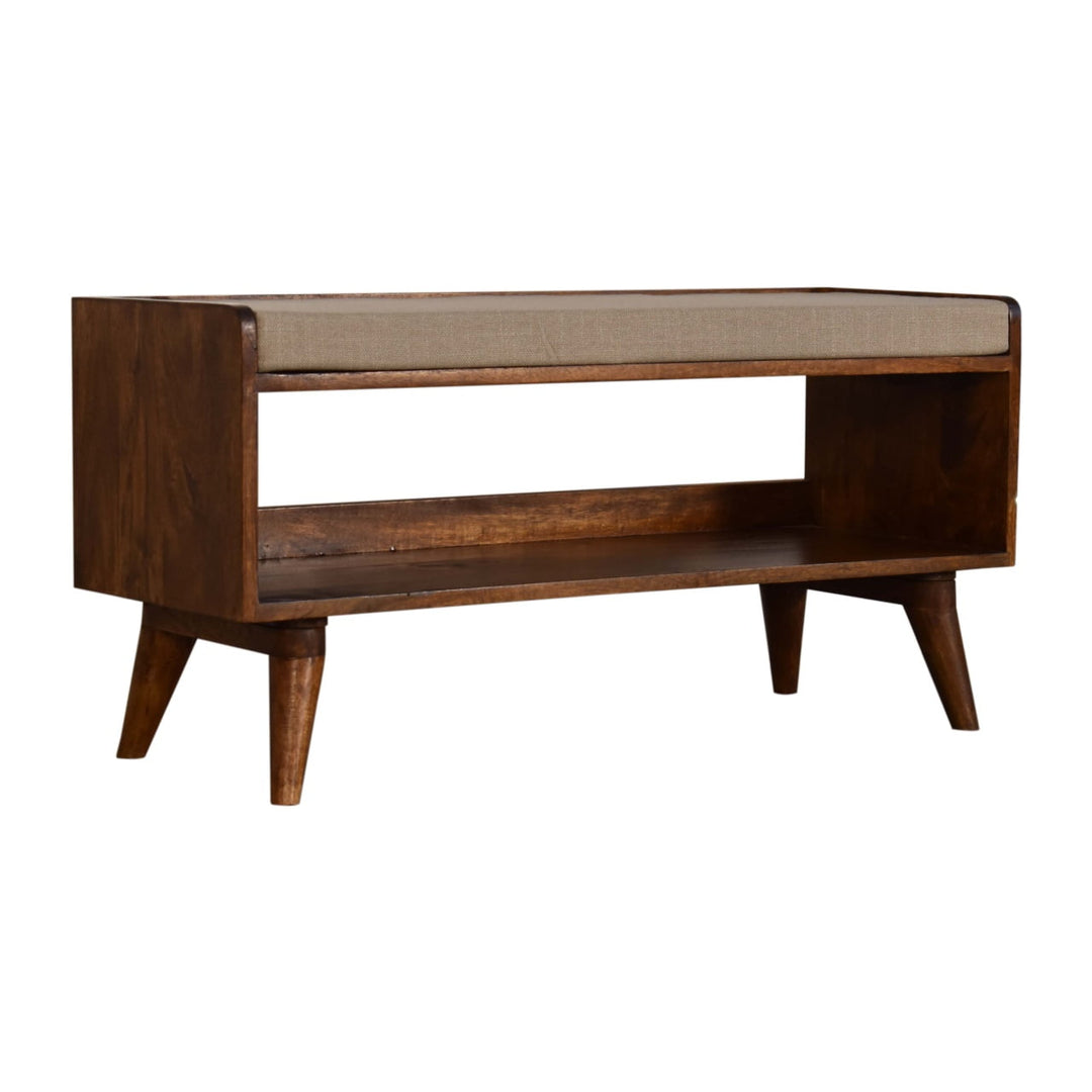 Brown Lacquered Acid Wash Solid Mango Wood 3-Drawer Nightstand Shoe Storage Bench
