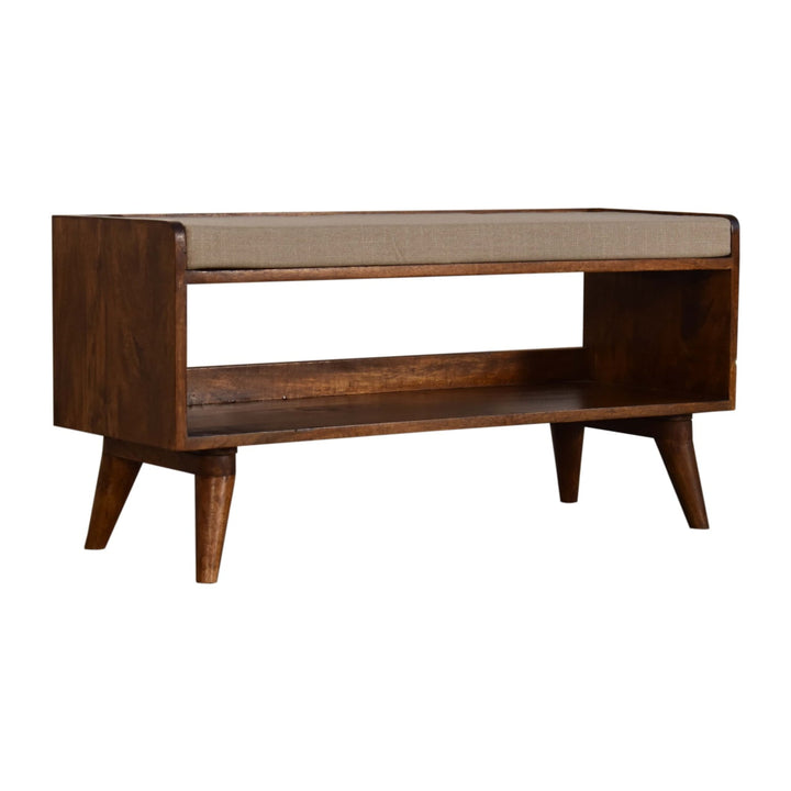 Brown Lacquered Acid Wash Solid Mango Wood 3-Drawer Nightstand Shoe Storage Bench