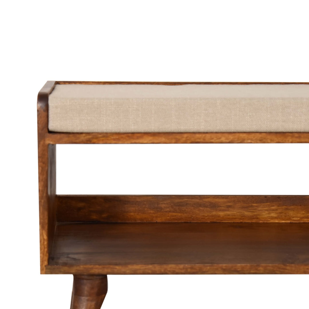 Brown Lacquered Acid Wash Solid Mango Wood 3-Drawer Nightstand Shoe Storage Bench