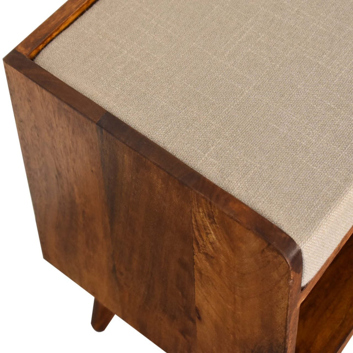 Brown Lacquered Acid Wash Solid Mango Wood 3-Drawer Nightstand Shoe Storage Bench