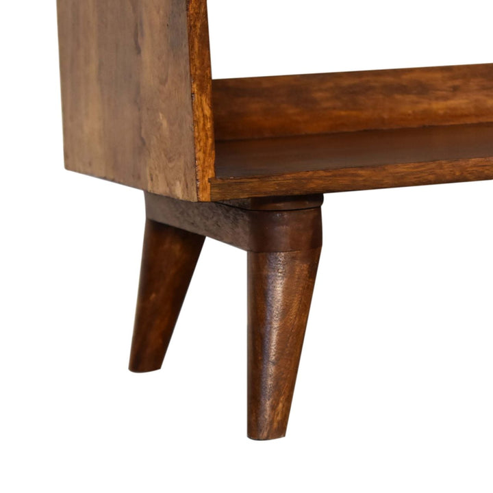 Brown Lacquered Acid Wash Solid Mango Wood 3-Drawer Nightstand Shoe Storage Bench