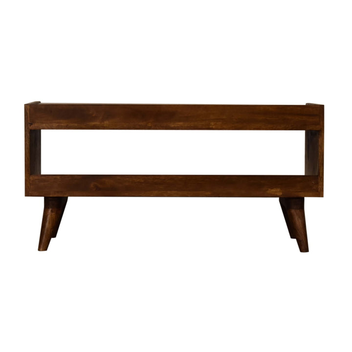 Brown Lacquered Acid Wash Solid Mango Wood 3-Drawer Nightstand Shoe Storage Bench