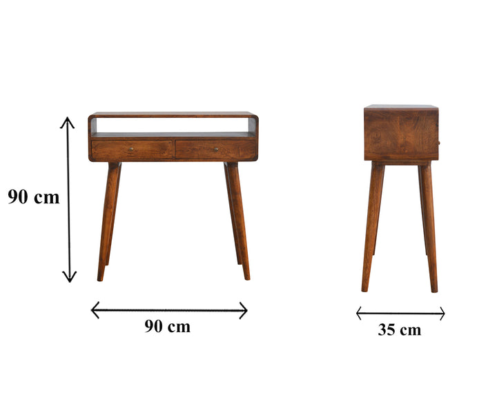 Solid Mango Wood Console Table with 2 Drawers Brown Finish