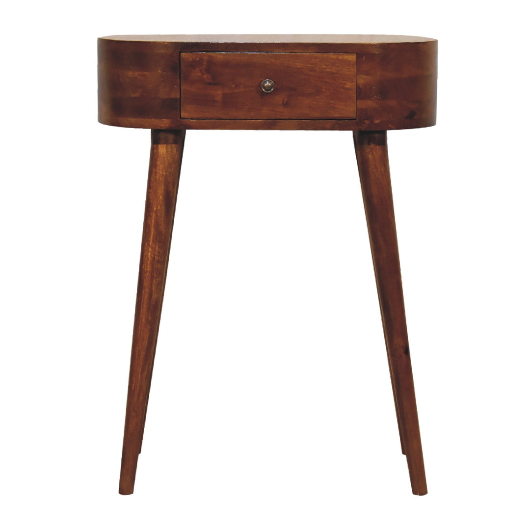 Solid Mango Wood Albion Mini Console Table with 1 Drawer & Scandinavian Legs | Chestnut Finish | 60 x 30 x 78 cm
