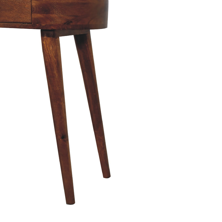 Solid Mango Wood Albion Mini Console Table with 1 Drawer & Scandinavian Legs | Chestnut Finish | 60 x 30 x 78 cm
