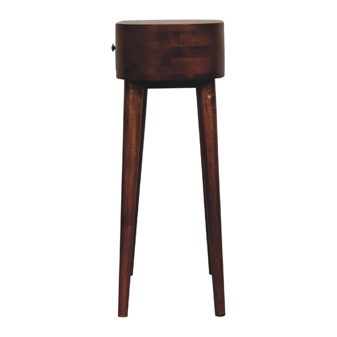 Solid Mango Wood Albion Mini Console Table with 1 Drawer & Scandinavian Legs | Chestnut Finish | 60 x 30 x 78 cm