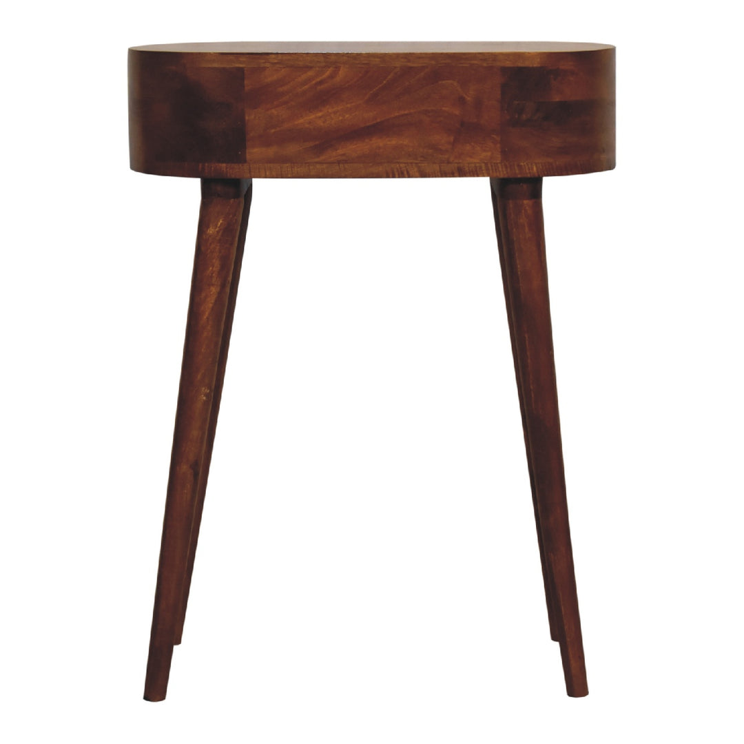 Solid Mango Wood Albion Mini Console Table with 1 Drawer & Scandinavian Legs | Chestnut Finish | 60 x 30 x 78 cm