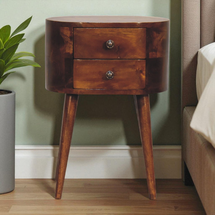 Mid-Century Modern Walnut 2-Drawer Nightstand