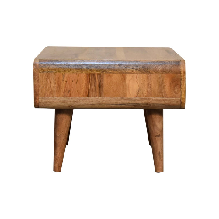 Beige Oak Veneer Solid Mango Wood Open TV Unit with 1 Open Compartment, Light Brown