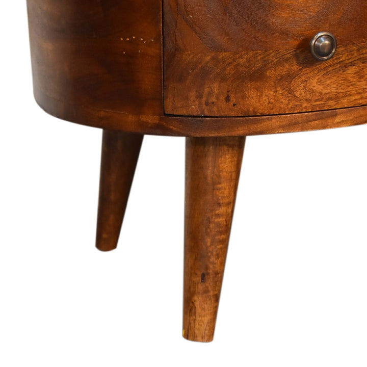 Chocolate Brown Lacquered Solid Mango Wood Mini Wave Coffee Table in Chestnut
