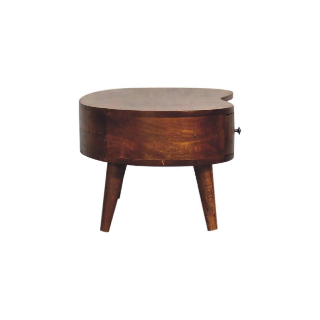 Chocolate Brown Lacquered Solid Mango Wood Mini Wave Coffee Table in Chestnut