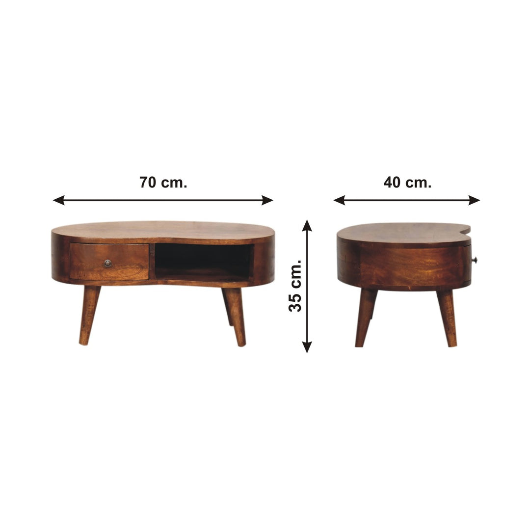 Solid Mango Wood Coffee Table with Drawer Brown Finish
