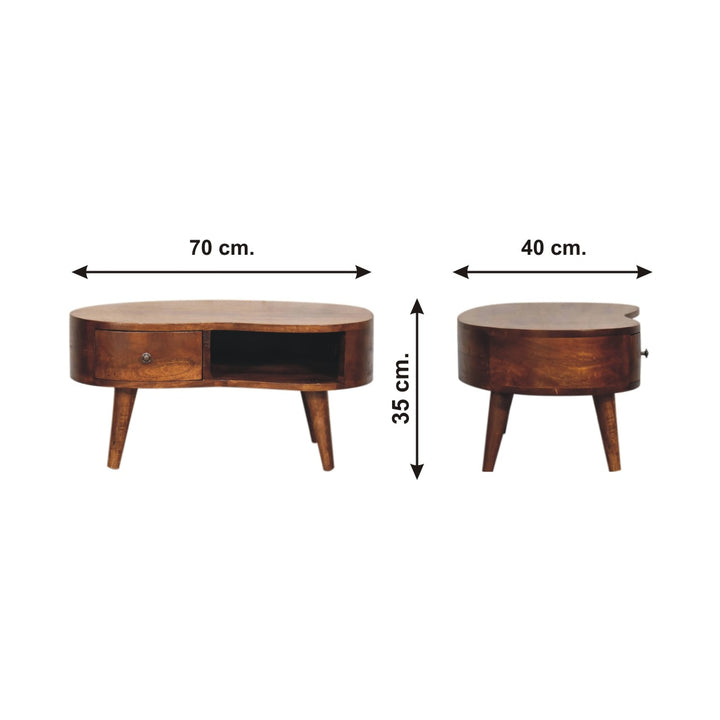 Solid Mango Wood Coffee Table with Drawer Brown Finish